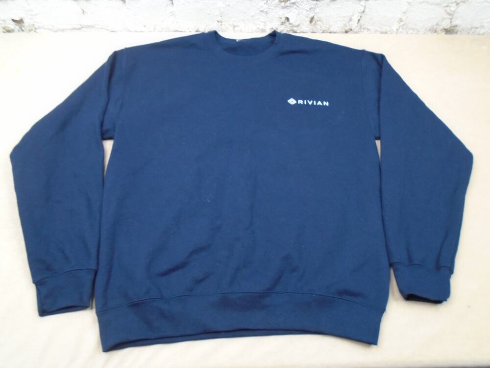 RIVIAN Electric Truck logo Crewneck SWEATSHIRT SUV Navy L Genuine. Made In USA